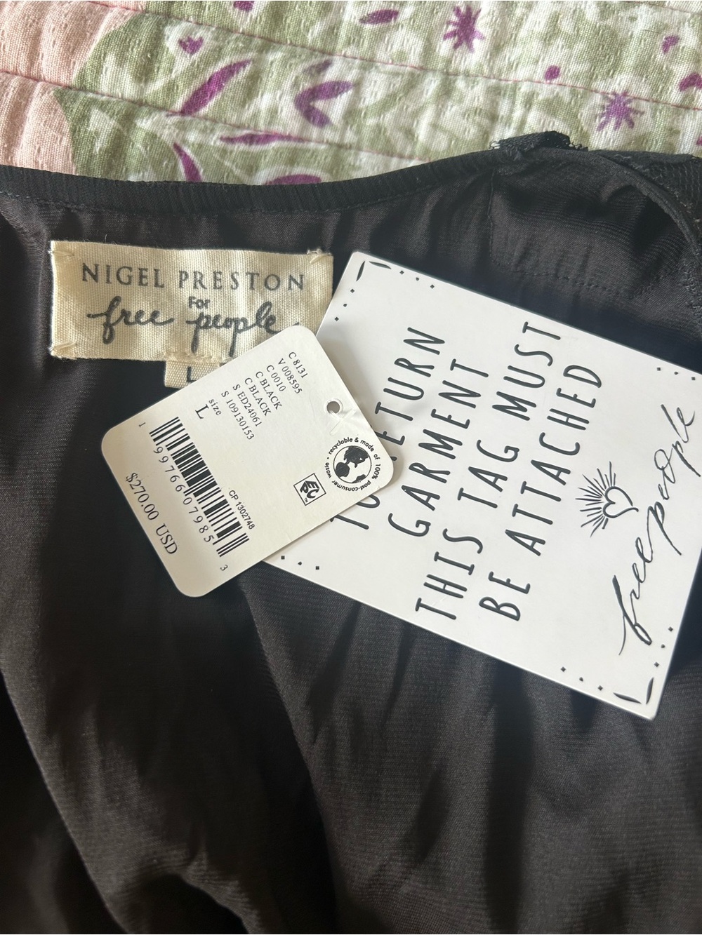 NEW - Nigel Preston Free People Floating Angel Chiffon Maxi Dress in Black - Picture 4 of 6